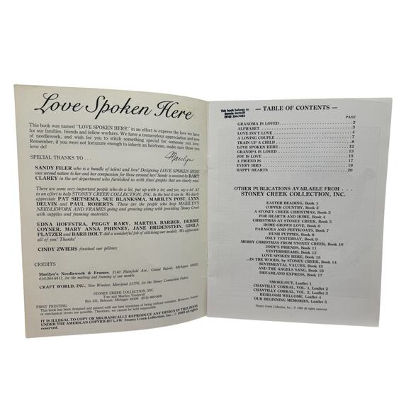 Vintage Love Spoken Here Cross Stitch Pattern Booklet Stoney Creek 1985 #13 - Picture 2 of 4